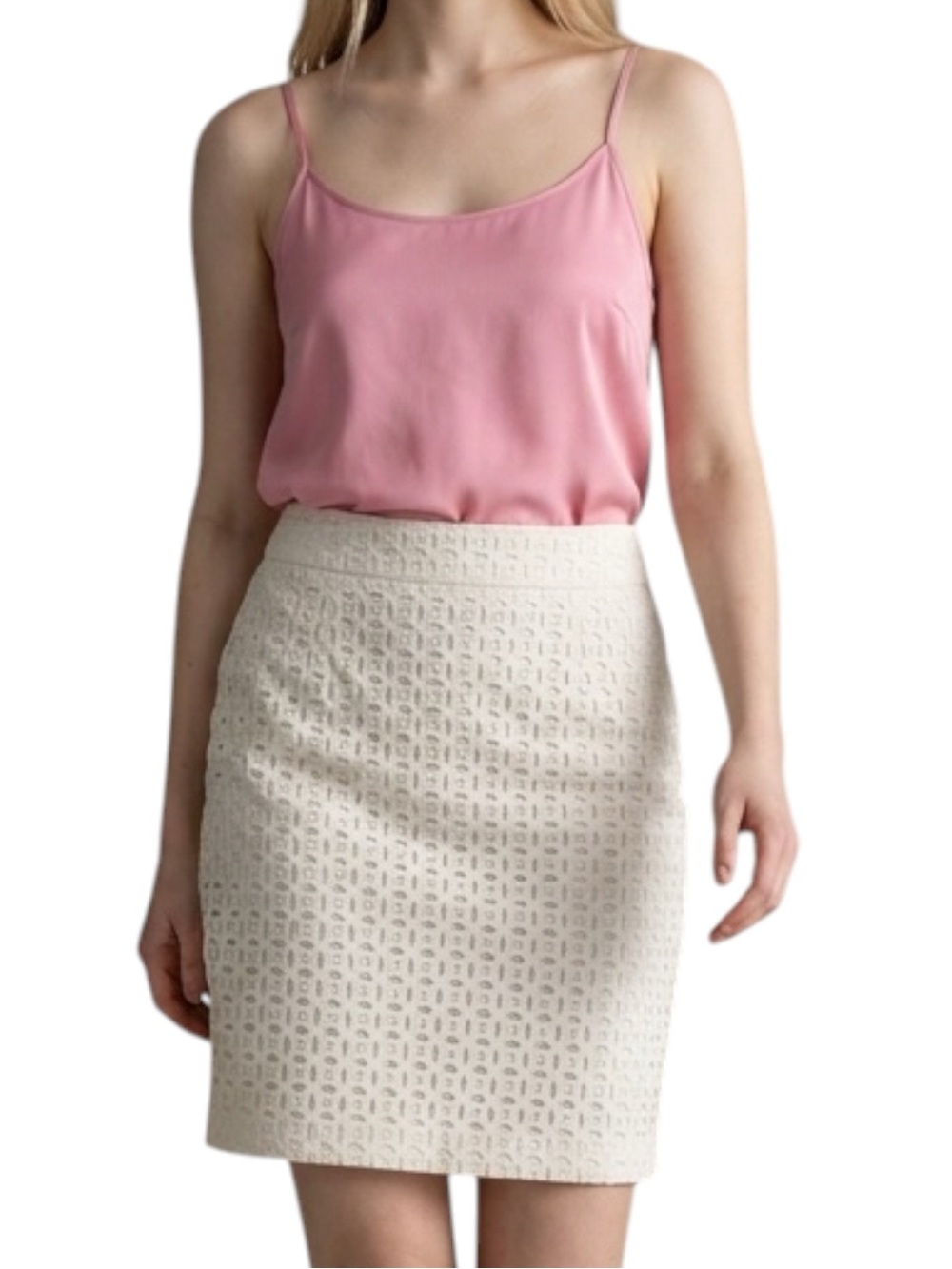 Banana Republic White Cotton Embroidered Lace‎ Skirt Size 10 Cottage
